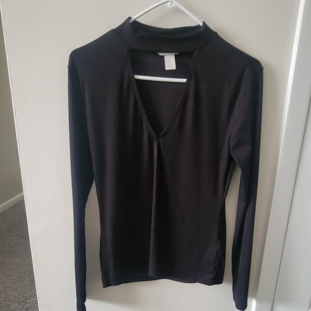 H& M Long sleeve choker neck top (black) medium